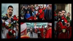 BAŞKENTLİLER ASKİ SPORLU MİLLİ GÜREŞÇİLERİ HAVALİMANINDA KARŞILADI