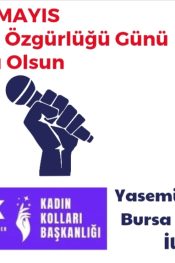 UGK Bursa Kadın Kolları İl Başkanı Yasemin Tiryaki Acar : “3 Mayıs Dünya Basın Özgürlüğü Günü Mesajı Yayınladı”